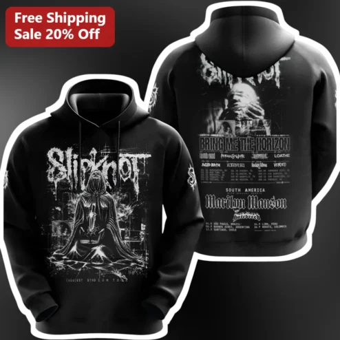 Slipknot Bring Me The Horizon Marilyn Manson Hoodie Metal Band Merch Tour Graphic Pullover