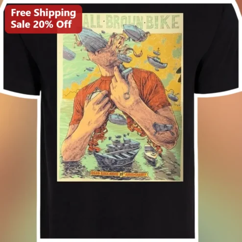 Small Brown Bike Tee Surreal Vintage Indie Rock Band Merch Graphic Shirt