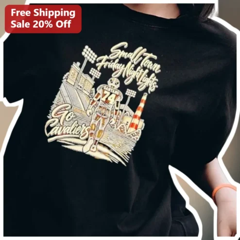 Small Town Friday Night Lights Go Cavaliers Vintage Football Tee