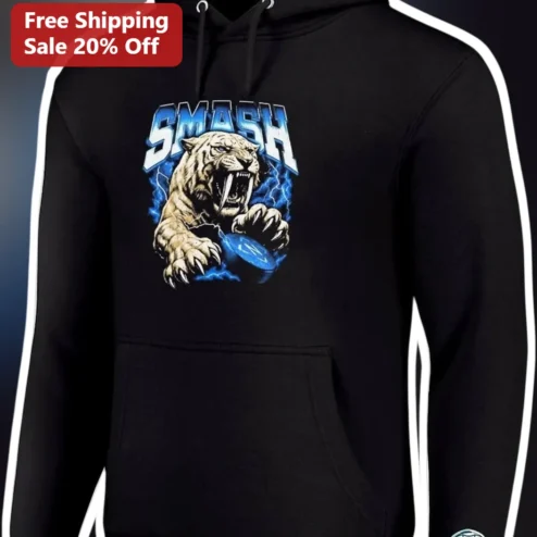 SMASH Hoodie Retro Arcade Tiger Graphic Pullover for Gamers