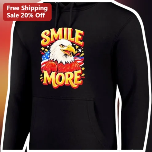 SMILE MORE Hoodie Bald Eagle American Flag Patriotic Graphic Sweatshirt Gift for Men Women