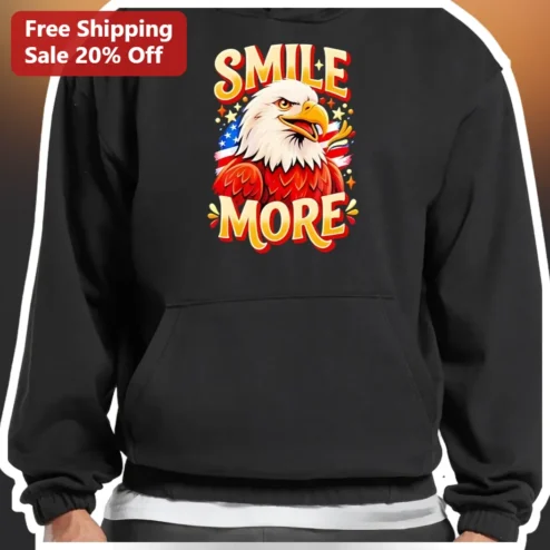 SMILE MORE Patriotic Bald Eagle Hoodie Black Pullover Sweatshirt