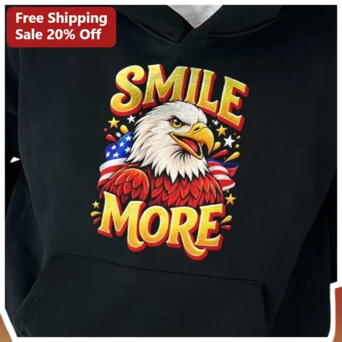 SMILE MORE Patriotic Eagle Hoodie Vintage American Flag Design Gift for Men Women