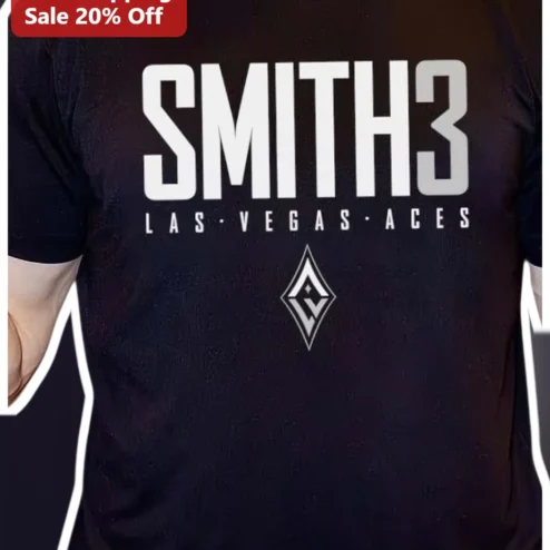 SMITH3 Las Vegas Aces Tee WNBA Basketball Fan Shirt Black Athletic Graphic