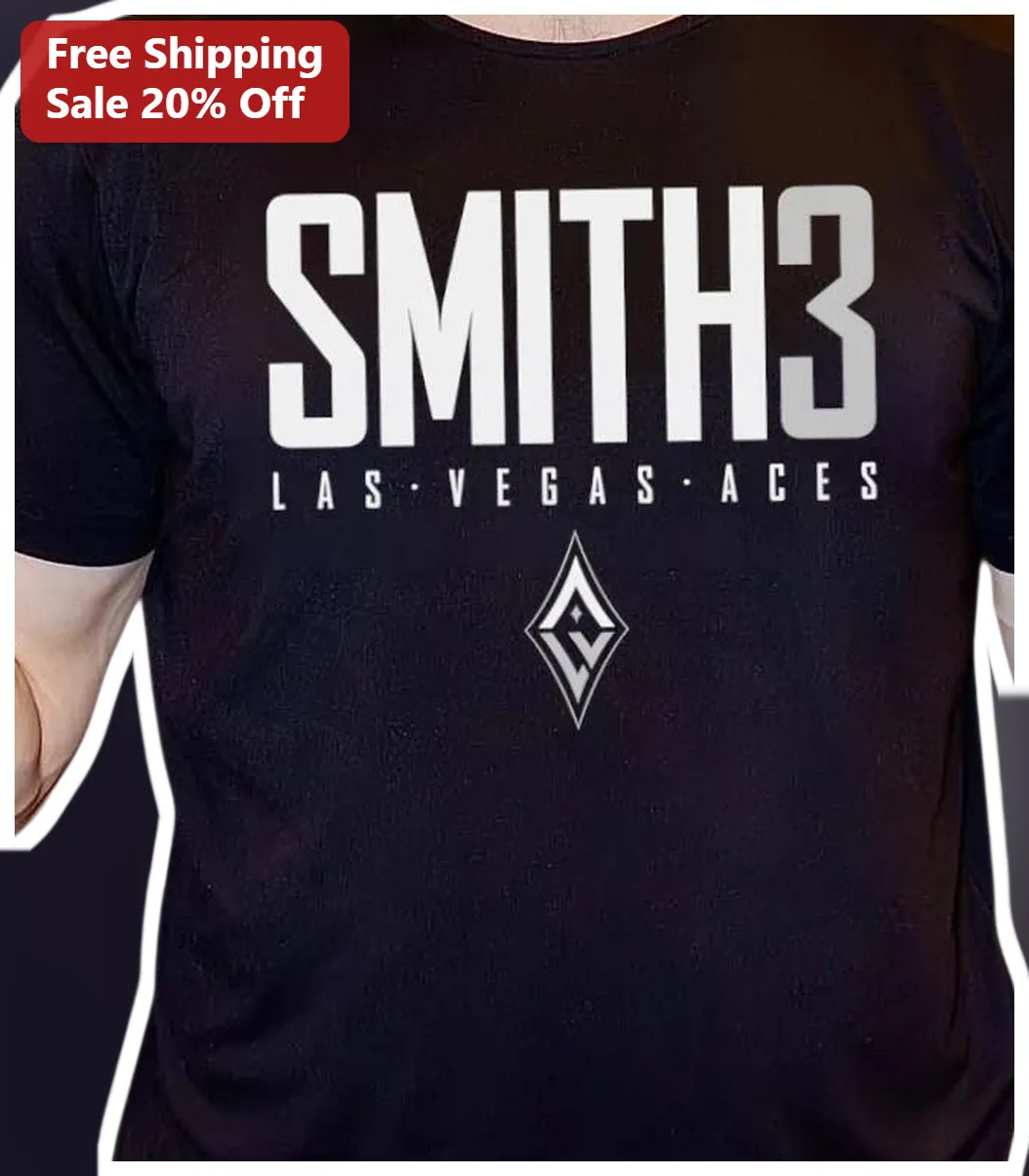 SMITH3 Las Vegas Aces Tee WNBA Basketball Fan Shirt Black Athletic Graphic