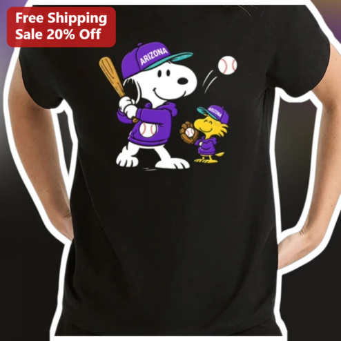 Snoopy and Woodstock Arizona Baseball Tee Peanuts Fan Gift