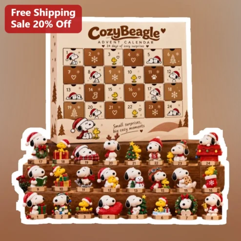 Snoopy Peanuts Advent Calendar 24 Days of Cozy Surprises Woodstock Figurines Christmas Countdown Gift for Collectors