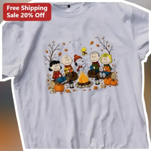 Snoopy Peanuts Gang Campfire Fall Graphic Tee