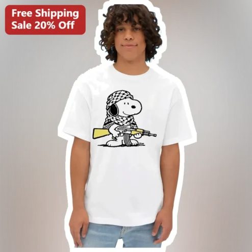 Snoopy Tactical Keffiyeh Rifle Graphic Tee Edgy Peanuts Streetwear Shirt