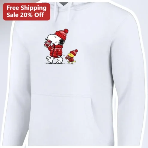 Snoopy Woodstock Winter Holiday Hoodie Peanuts Cartoon Graphic Sweatshirt
