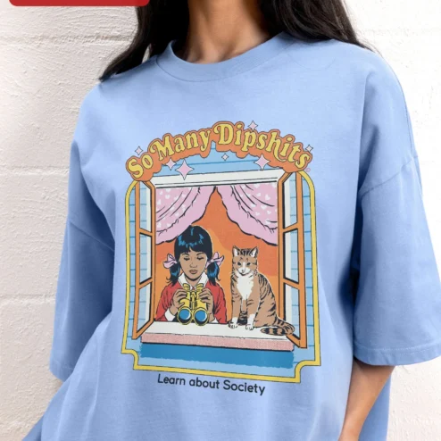 Customer in Chicago, Illinois wearing So Many Dipshits Learn About Society Steven Rhodes Retro Graphic Tee