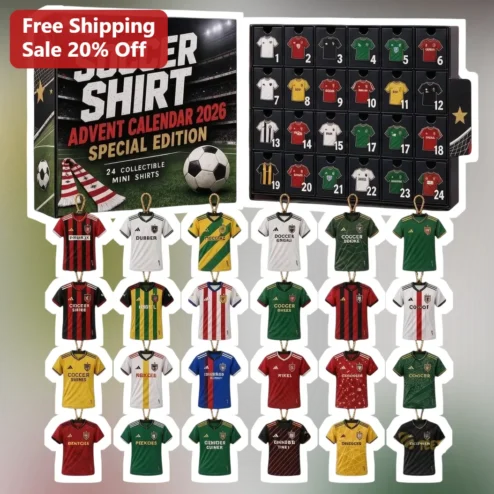 Soccer Shirt Advent Calendar Ornament Mini Jersey Holiday Countdown Gift for Soccer Fans