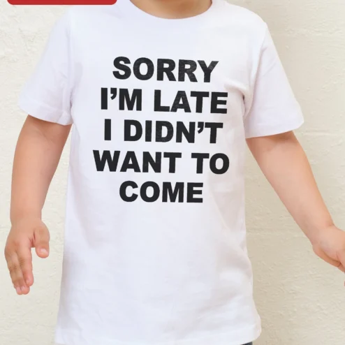 Customer in Chicago, Illinois wearing Sorry I'm Late I Didn't Want to Come Kids Tee Funny Introvert Sarcastic Graphic T-Shirt for Girls