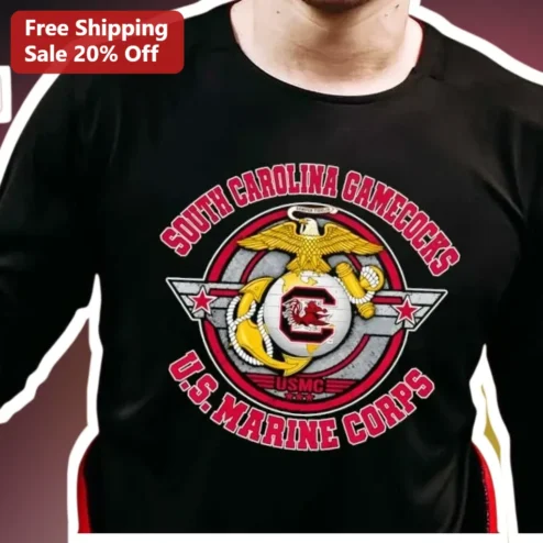 South Carolina Gamecocks US Marine Corps Distressed Vintage Tee