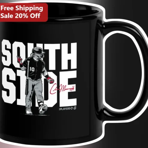 South Side Mug Mike Trout Baseball Player Signature Design Black Ceramic Coffee Cup Gift for White Sox Fans