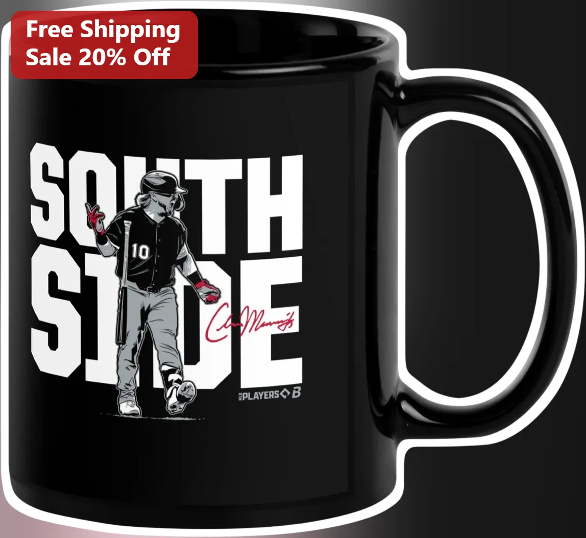 South Side Mug Mike Trout Baseball Player Signature Design Black Ceramic Coffee Cup Gift for White Sox Fans
