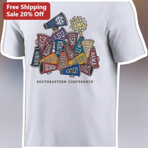 Southeastern Conference SEC All Teams Megaphone Graphic Tee College Football Fan Gear