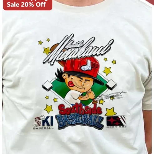 Southside Baseball Tee Funny Cartoon Player Graphic Shirt for Youth and Adults