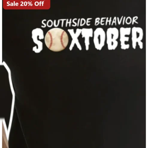 Southside Behavior Soxtober Tee Chicago White Sox Fan Baseball Shirt Black Distressed Graphic
