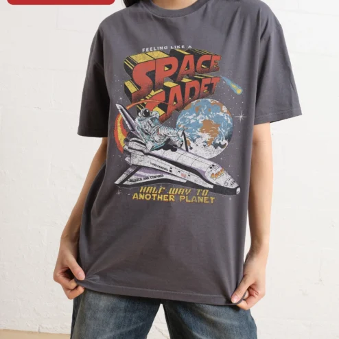 Customer in Chicago, Illinois wearing Space Cadet Feeling Like Half Way To Another Planet Funny Astronaut Tee