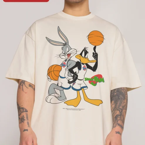 Space Jam Bugs Bunny Daffy Duck Retro Cartoon Graphic Tee