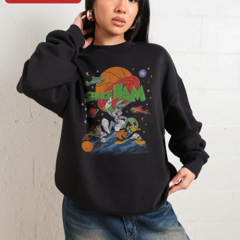 Space Jam Sweatshirt Vintage Tune Squad Bugs Bunny Daffy Duck Crewneck