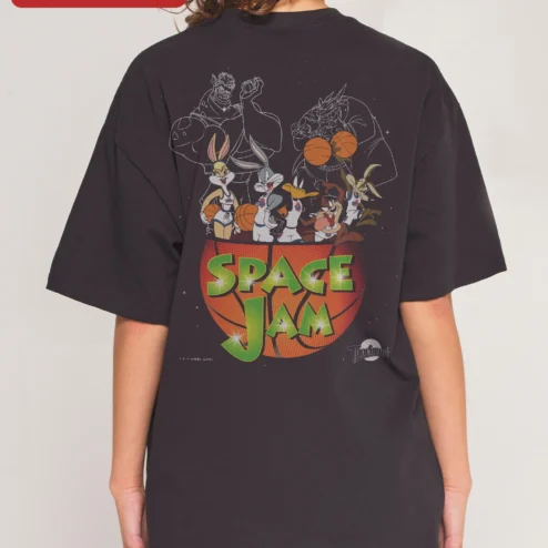 Customer in Chicago, Illinois wearing Space Jam Tee Bugs Bunny Looney Tunes Basketball Cartoon Graphic Shirt