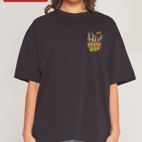 Close-up of Space Jam Tee Bugs Bunny Looney Tunes Basketball Cartoon Graphic Shirt for streetwear fans in Chicago, Illinois