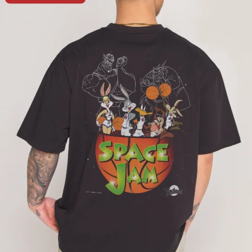 Customer in Chicago, Illinois wearing Space Jam Tee Bugs Bunny Looney Tunes Basketball Cartoon Graphic Shirt