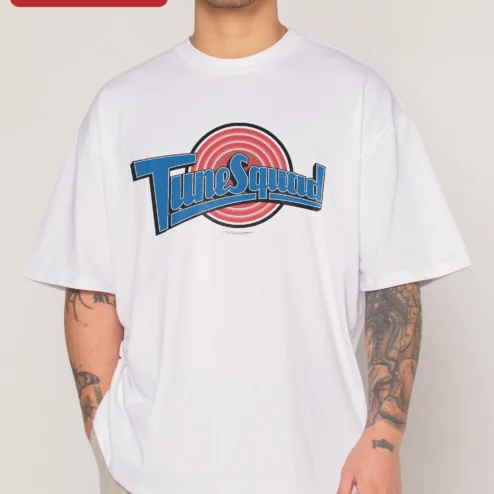 Space Jam Tune Squad Logo Graphic Tee Retro Looney Tunes Shirt for Men Women on a hanger, ready to ship from Chicago, Illinois