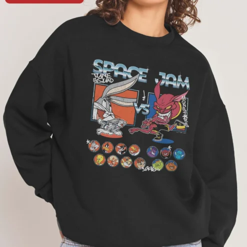Space Jam Tune Squad vs Monsters 1996 Vintage Bugs Bunny Looney Tunes Crewneck Sweatshirt