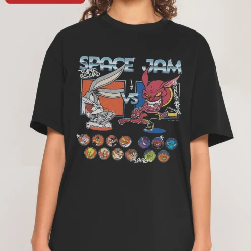 Space Jam Tune Squad vs Monsters Tee Bugs Bunny Looney Tunes Retro Graphic Shirt