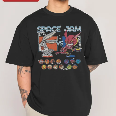 Space Jam Tune Squad vs Monsters Tee Bugs Bunny Vintage Retro Graphic Shirt