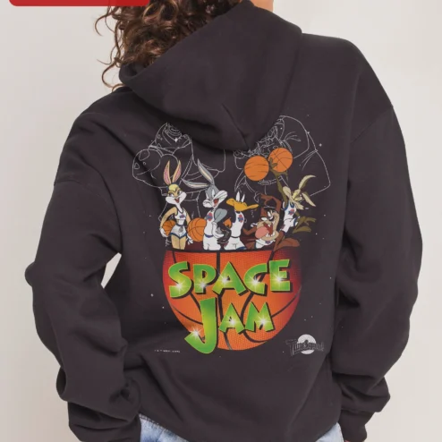 Space Jam Vintage Hoodie Retro Tune Squad Looney Tunes Basketball Graphic Pullover for Men Women on a hanger, ready to ship from Chicago, Illinois