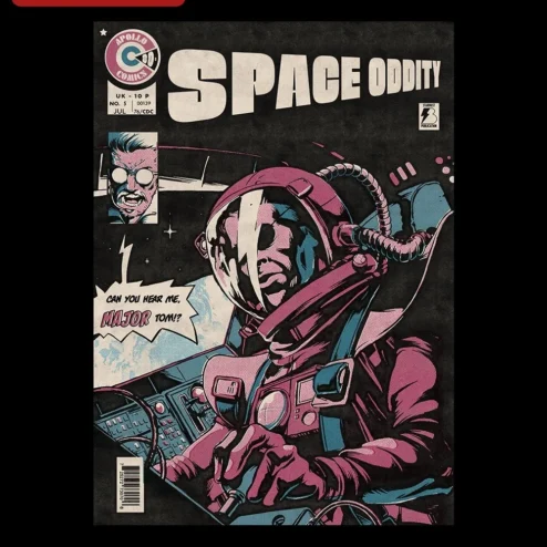 Space Oddity David Bowie Poster Can You Hear Me Major Tom Retro Comic Art Print