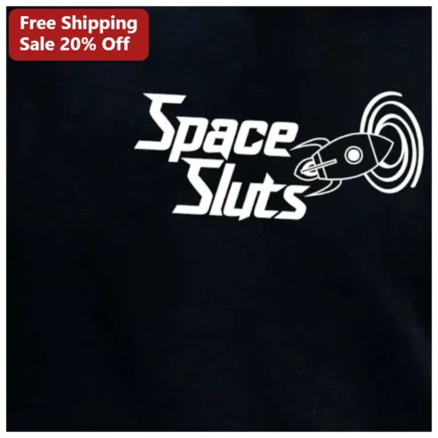 Space Sluts Tee Retro Sci-Fi Comic Book Cover Graphic T-Shirt for Adults