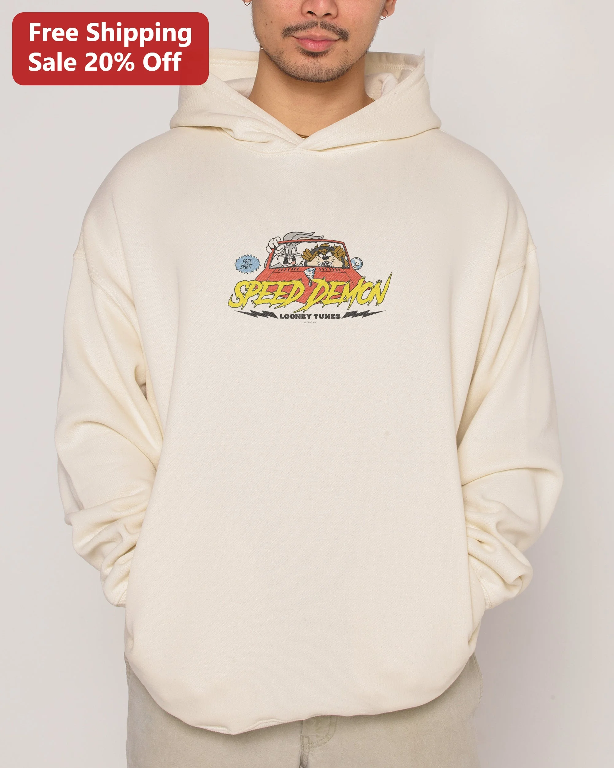 Speed Demon Looney Tunes Hoodie Bugs Bunny Tasmanian Devil Graphic Pullover