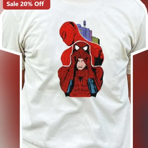 Spider-Man Unmasked Peter Parker Vintage Comic Art Graphic Tee for Marvel Fans