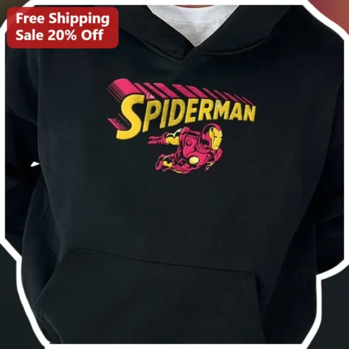 SPIDERMAN Hoodie Retro Iron Man Crossover Graphic Pullover for Men Women Marvel Fans