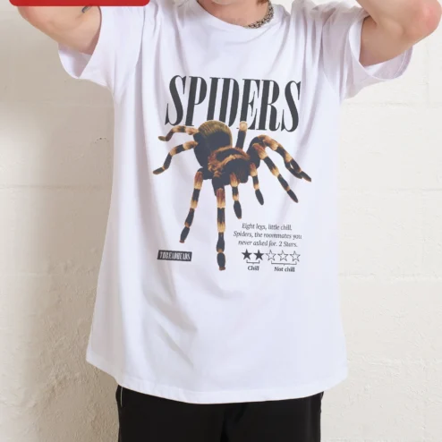 Close-up of Spiders Funny Graphic Tee Eight Legs Little Chill Arachnid Lover Gift for streetwear fans in Chicago, Illinois