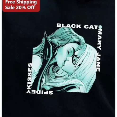 Spidey Kisses Black Cat Mary Jane Tee Marvel Comic Book Fan Art Shirt