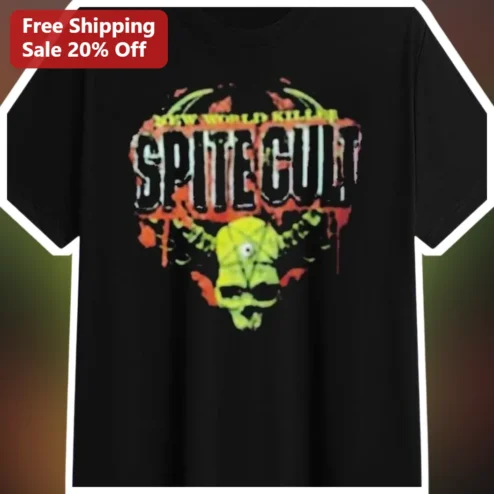 Spite New World Killer Album Graphic Tee SoCal Deathcore Band Merch Horror Punk Skull Shirt
