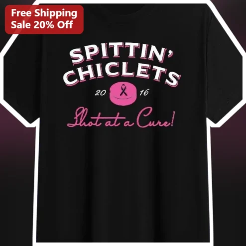 Spittin' Chiclets Shot At A Cure Hockey Podcast Tee