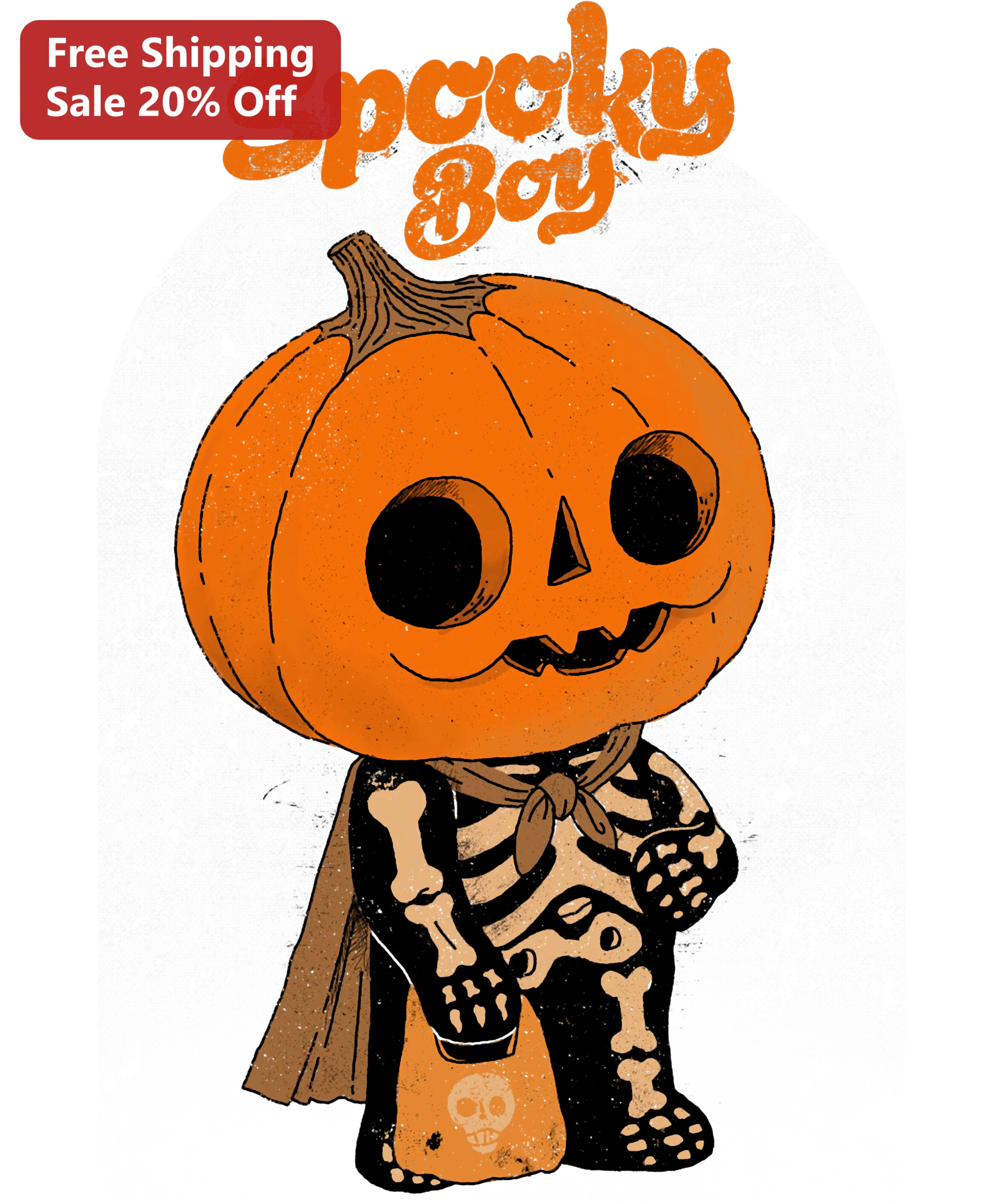 Spooky Boy Tee Kids Halloween Graphic Shirt Retro Pumpkin Skeleton Costume Toddler Boys Gift