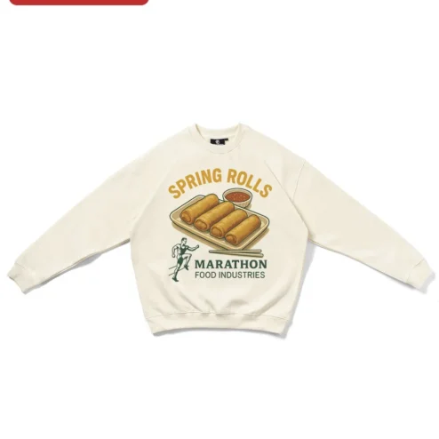Spring Rolls Marathon Food Industries Sweatshirt Funny Retro Running Humor Crewneck Gift for Foodies
