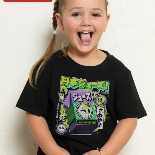 Stay Dead Japanese Juice Vaporwave Graphic Tee Kids Anime Streetwear Shirt