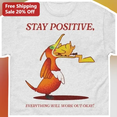 Stay Positive Everything Will Work Out Okay Yoga Platypus Graphic Tee
