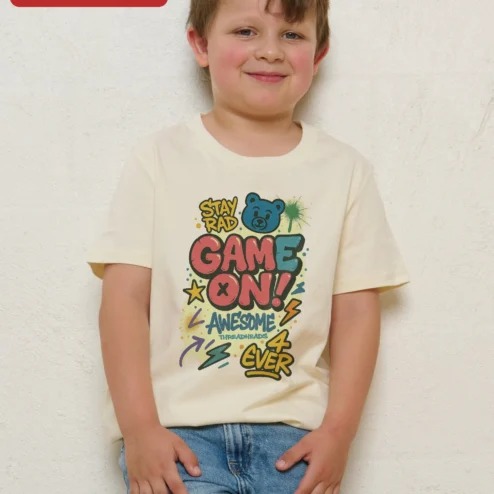 Stay Rad Game On Awesome 4 Ever Retro Graphic Tee for Kids Boys