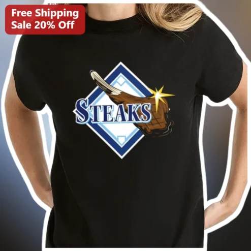 Steaks Baseball Diamond Glove Graphic Tee Funny Sports Gift for Men Women