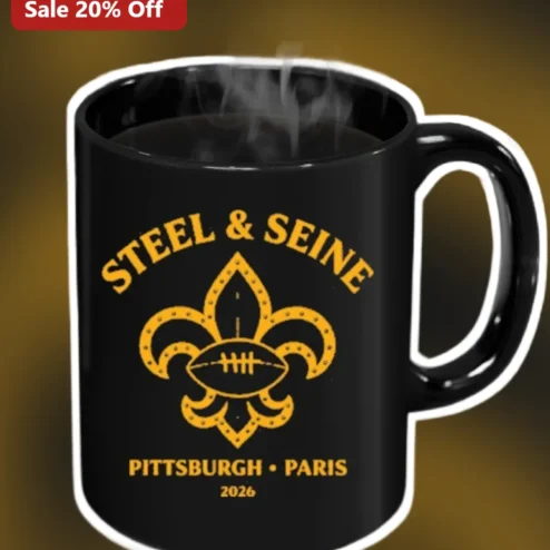 Steel And Seine Paris Mug NFL Steelers Fan Gift Black Ceramic Coffee Cup